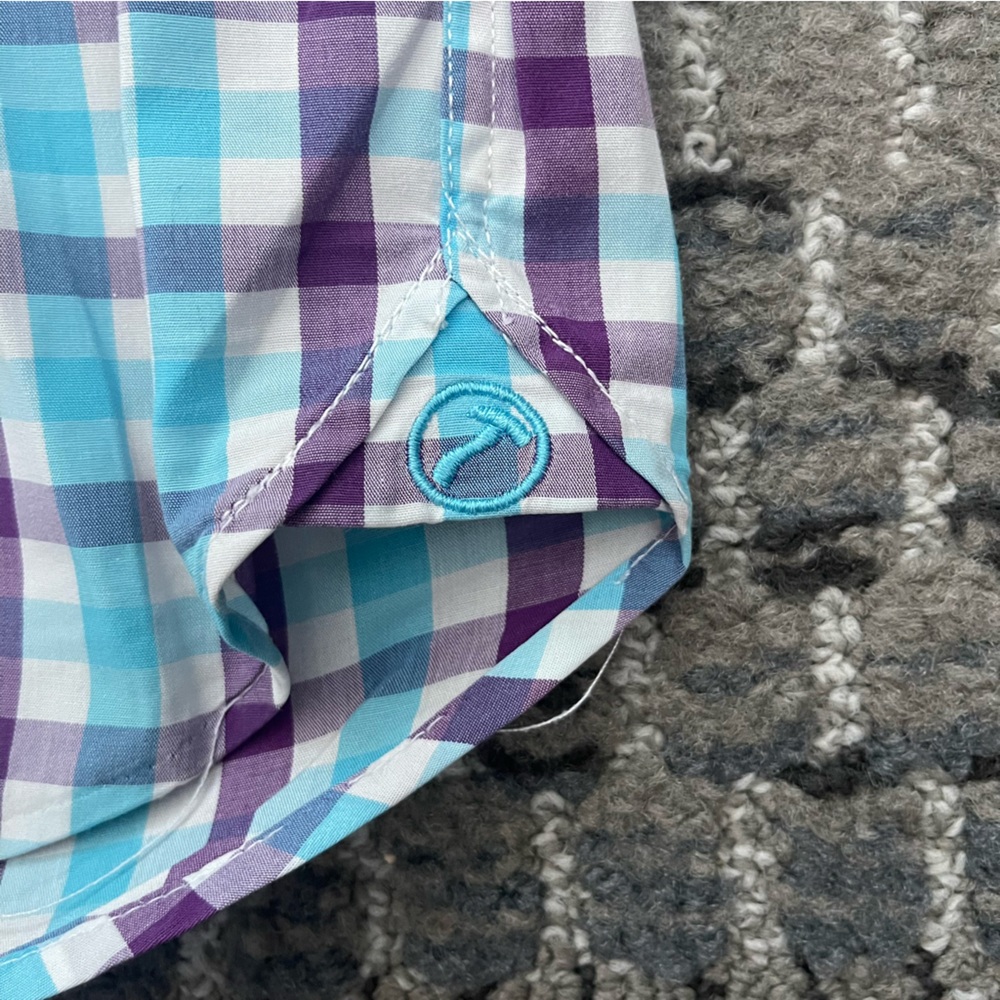 Hammer Made Long Sleeve Button Down Shirt, Purple Blue White Check, Neck 15.5 - Picture 4 of 8